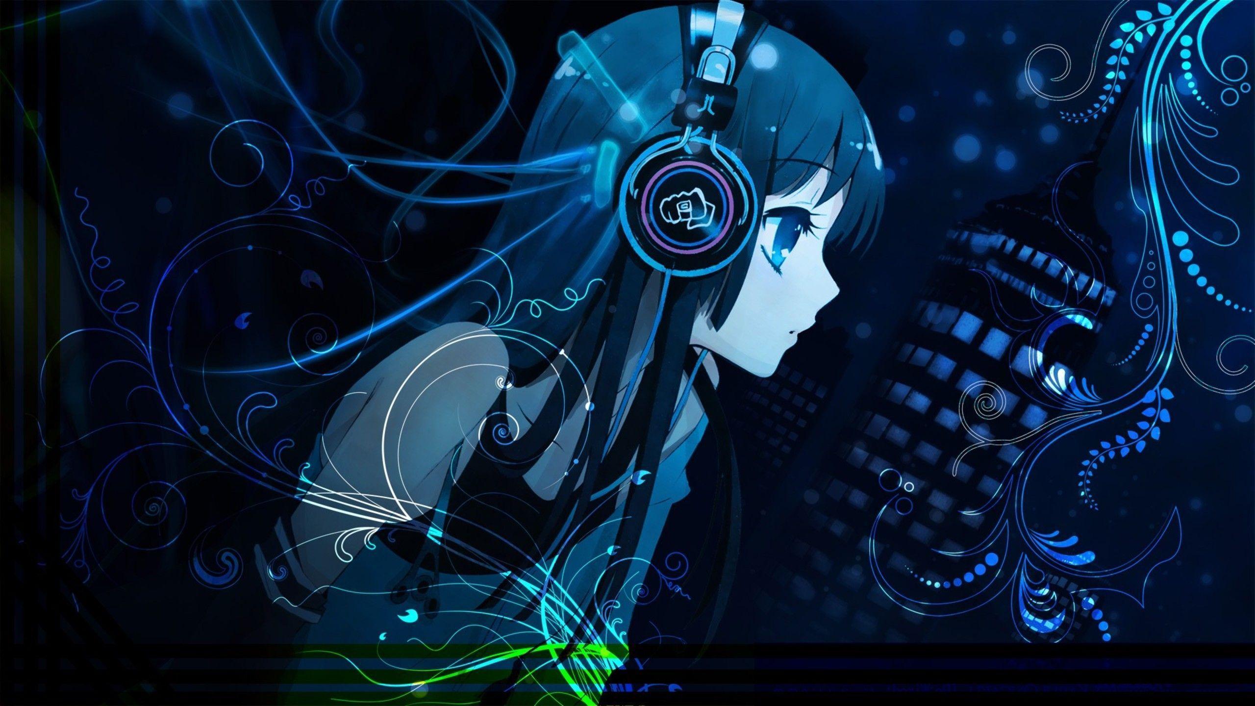 Cute Anime Girl With Headphones Wallpaper For Computers